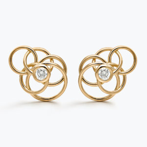 Halo earrings with brilliant-cut diamonds